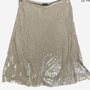 Vince Camuto Sparkling Sequin A-Line Skirt in Gold